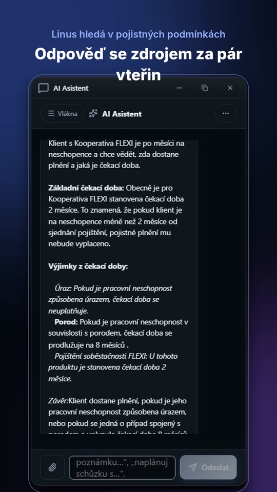 Linus odpovídá na dotaz k pracovní neschopnosti z pojistných podmínek.